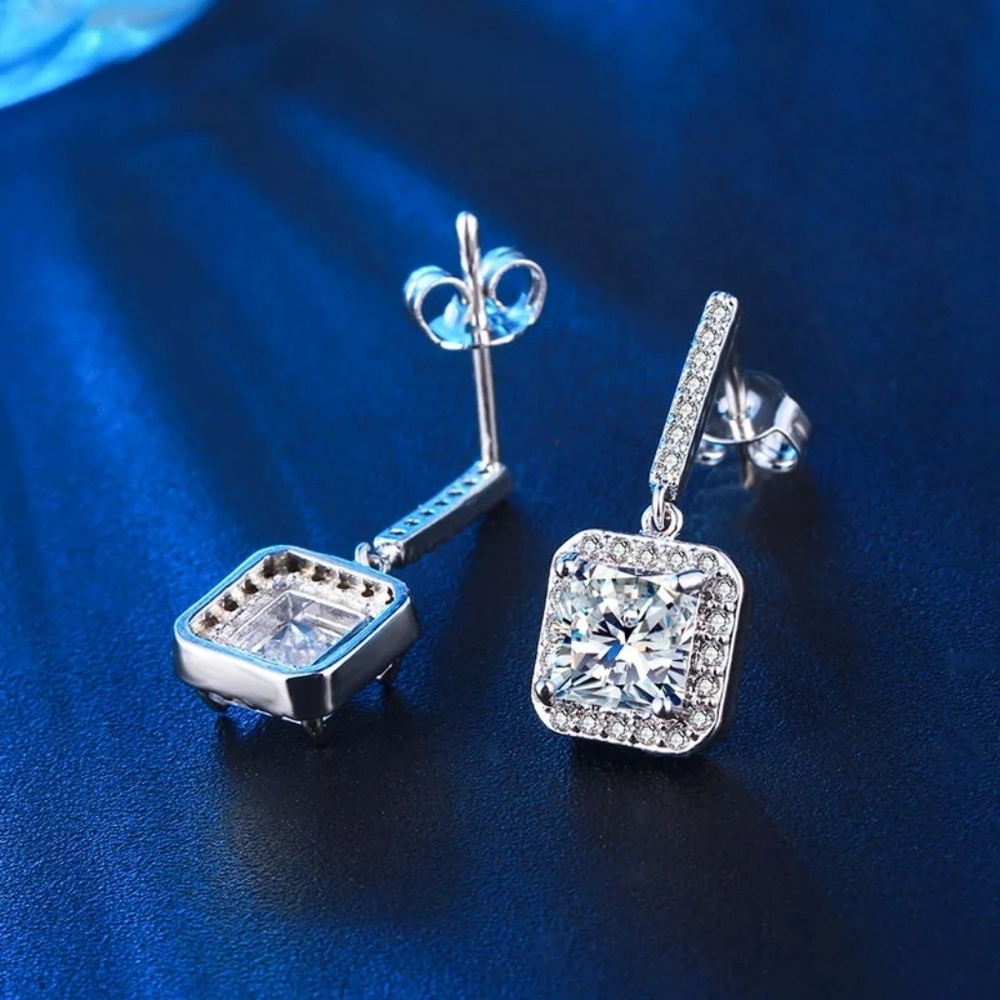 New arrival. Silver earrings with cubic zirconia. - Picture 2 of 6